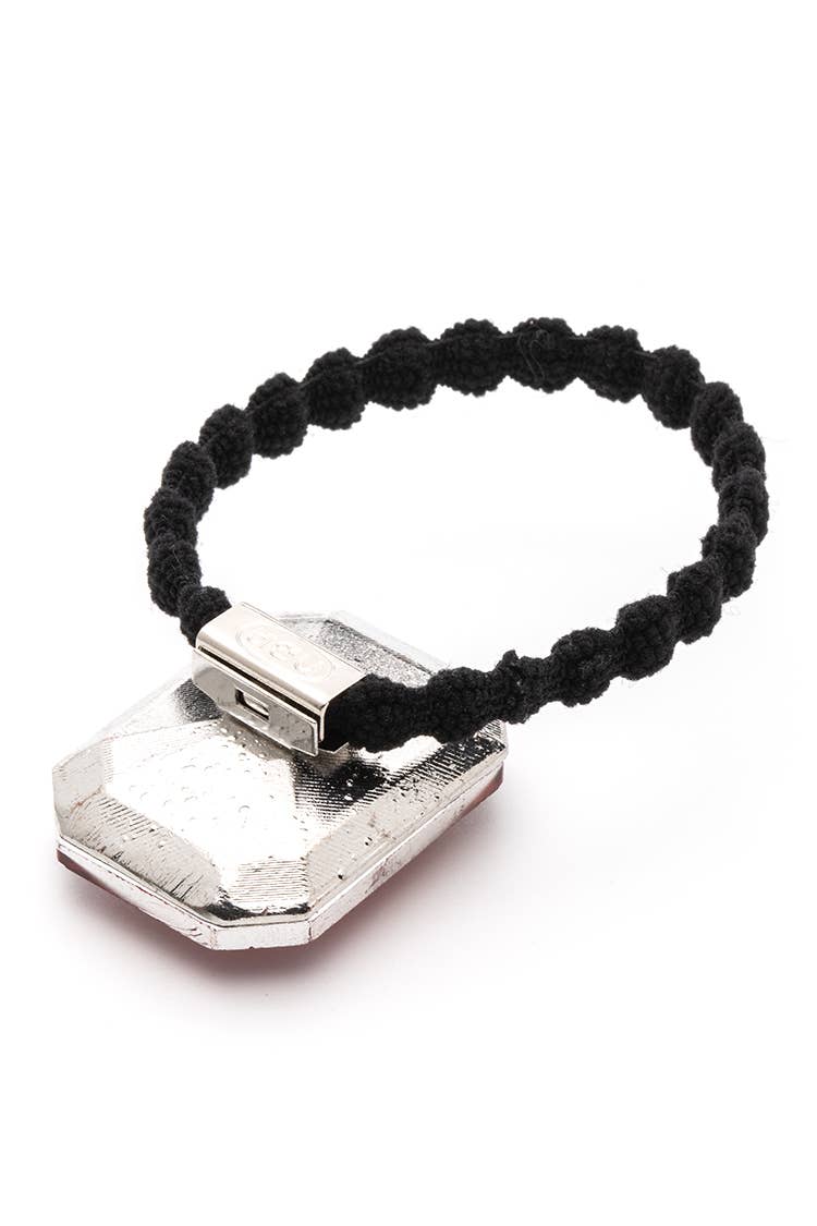 Crystal Stone Holiday Hair Tie: Clear