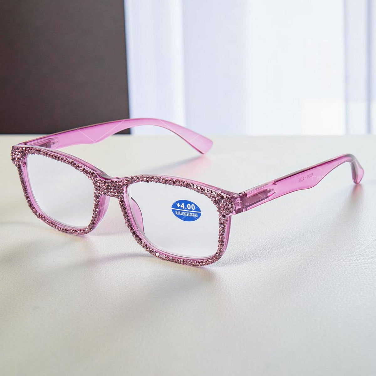 Handmade Rhinestone Rectangle Reader Glasses G0540-Purple: Purple / 2.5