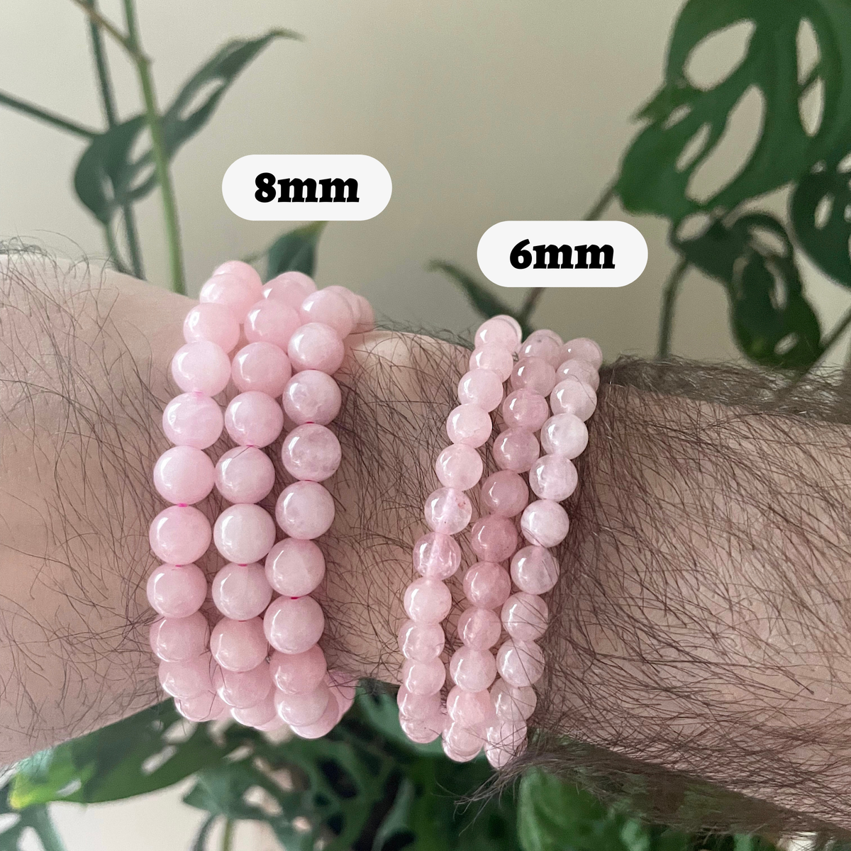 Rose Quartz Bracelet 4mm/6mm/8mm - Crystals & Stones: 8mm
