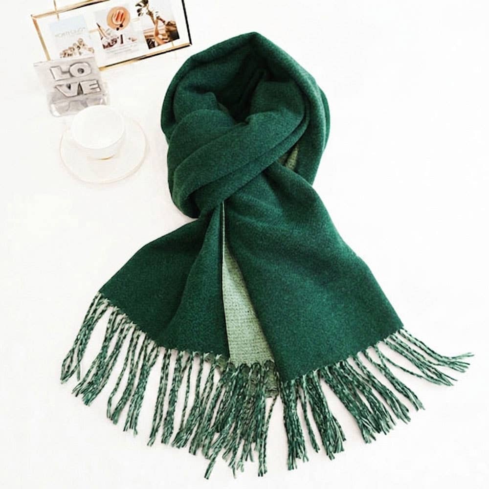 Soft Two Tone Classic Fringe Shawl Wrap Scarf: Beige,Dust Pink