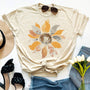 Grunge Sunflower Summer FLower Floral yellow t Graphic tee: Sand