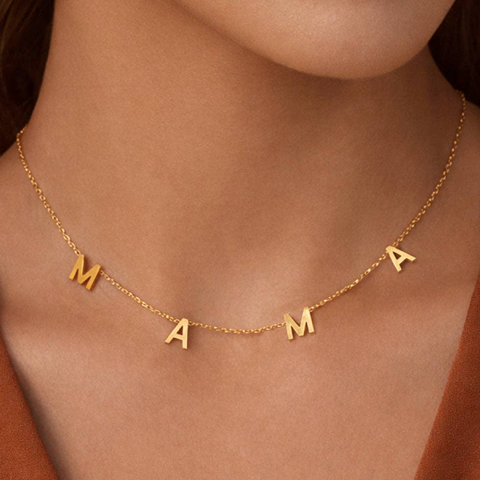 18K Gold Plated Stainless Steel Mama Necklace