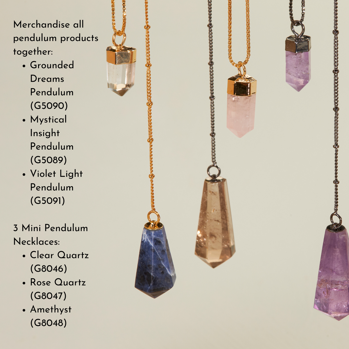 Mini Crystal Pendulum Necklace: Clear Quartz