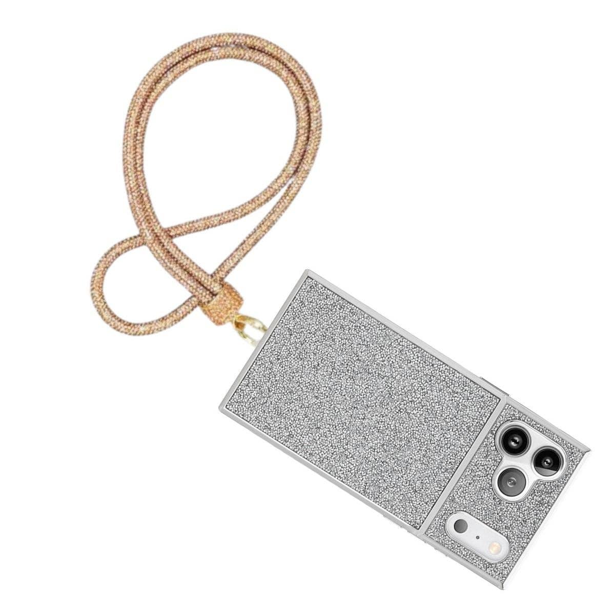 Rhinestone Long Phone Strap Topaz Bling Lanyard: Color: Topaz / Plating: Gold / Size: 32 inches