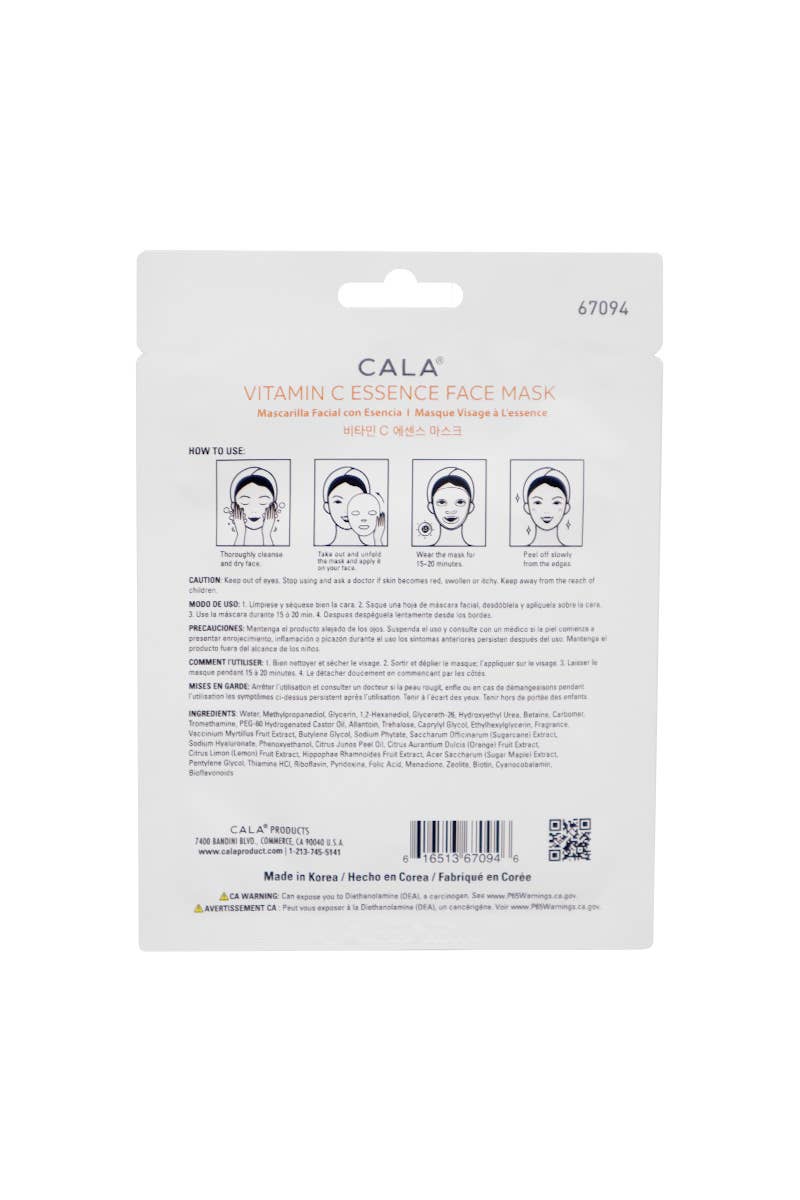 CALA 67094 Vitamin C Brightening Facial Mask Sheet - 12pcs