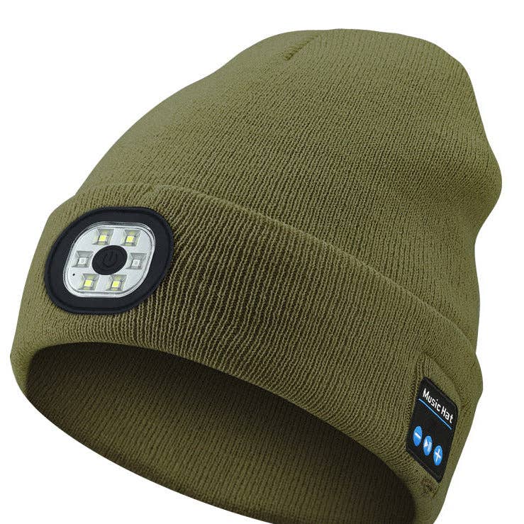 Wireless Bluetooth Beanie with LED Light Outdoor Warm Knit Hat: M1-BL10 Pink