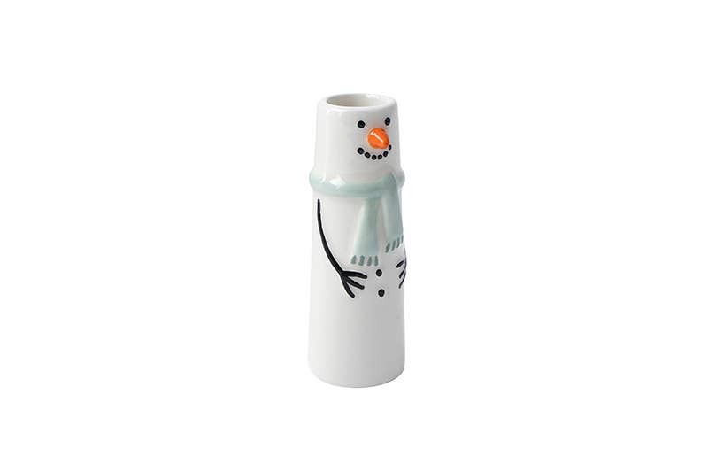 Winter Robin Snowman Bud Vase In Gift Box