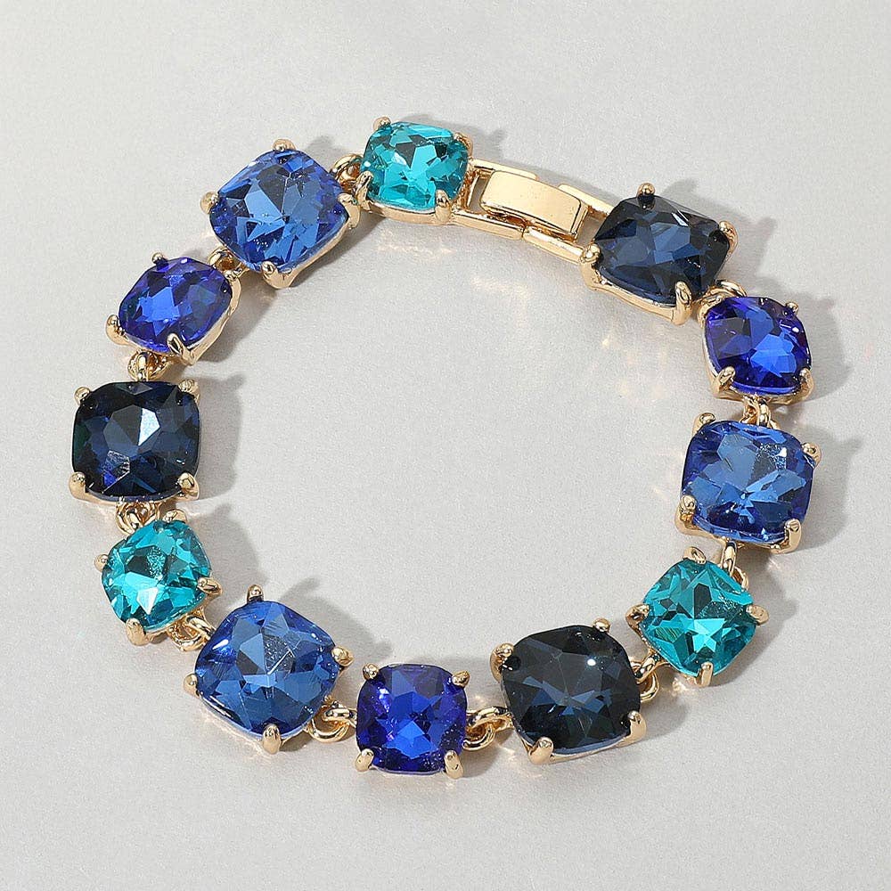 Cushion Square Stone Link Evening Bracelet: Vitrail Medium