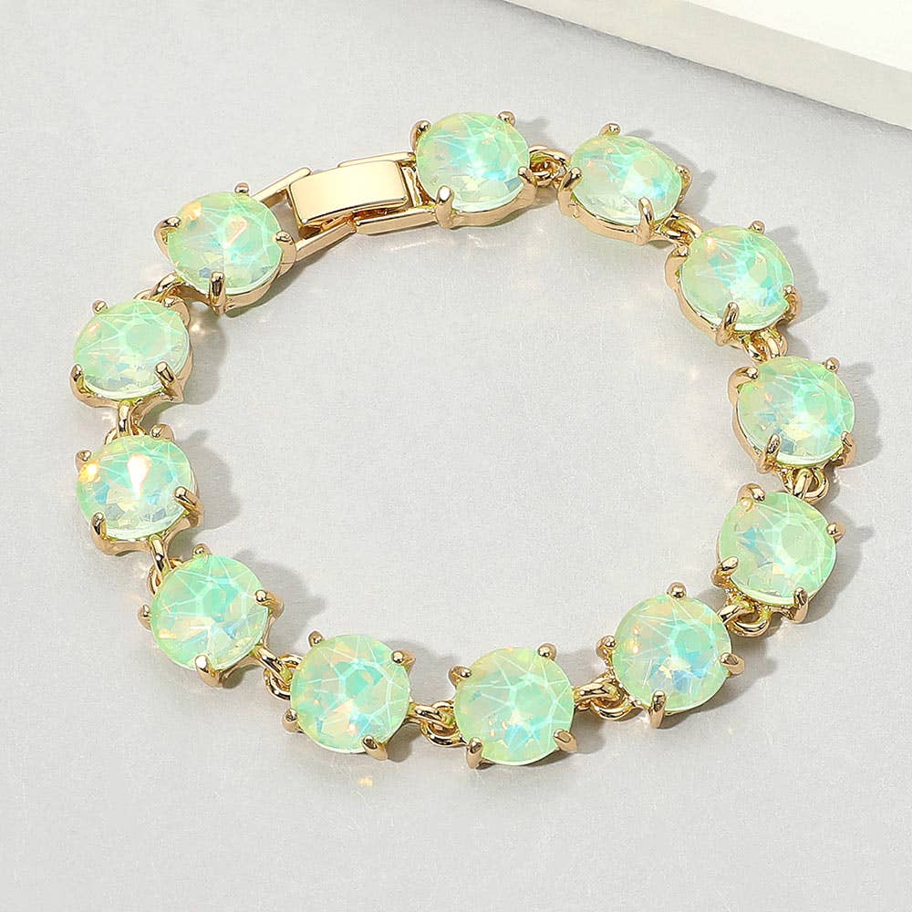 Round Stone Link Evening Bracelet: Gold