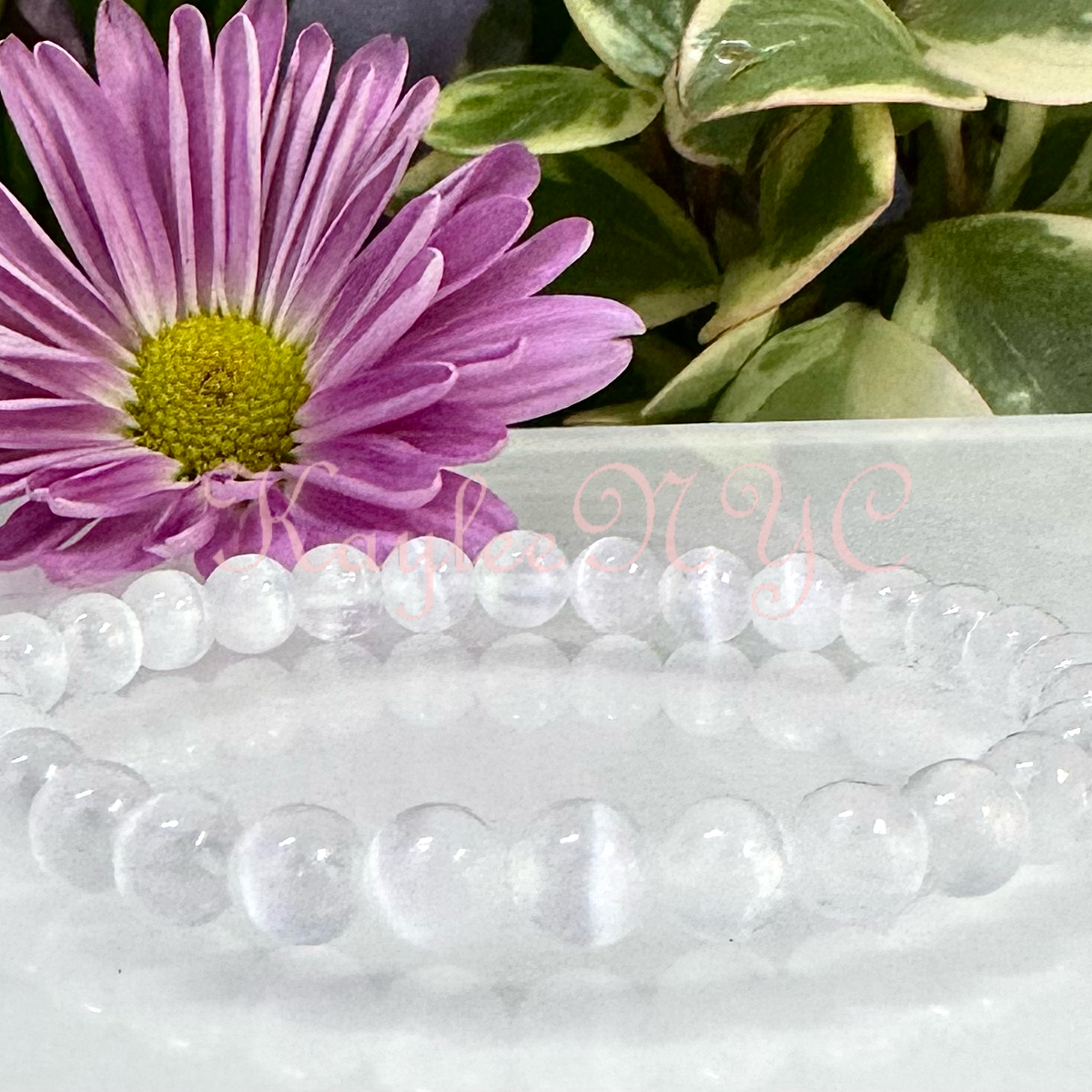 Natural Selenite 6mm 7.5” Stretch Bracelet