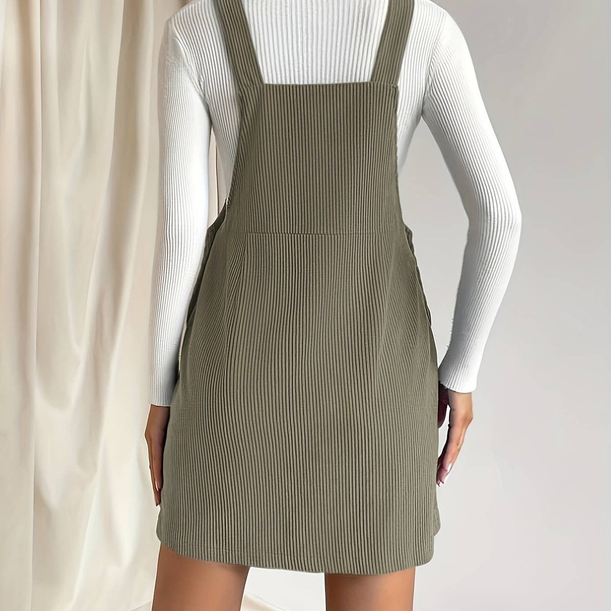 Leisure Corduroy shortall dress: Olive - Candle Queen Candles