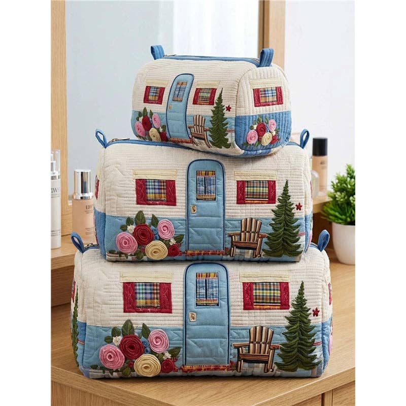 Quilted Makeup Organizer Bag Set: Style 3 / Small package G669: 6 inches x 3 inches x 3 inches