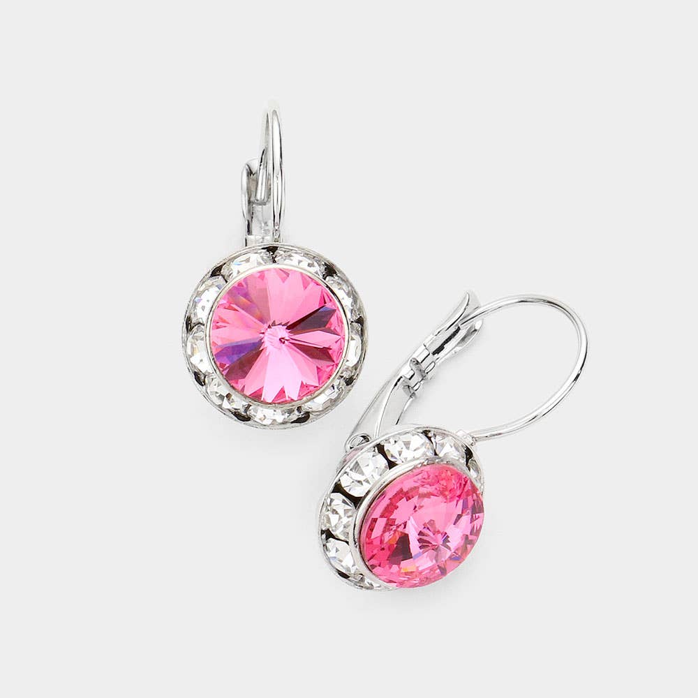 Rivoli Cut Genuine Crystal Lever Back Earrings: AB