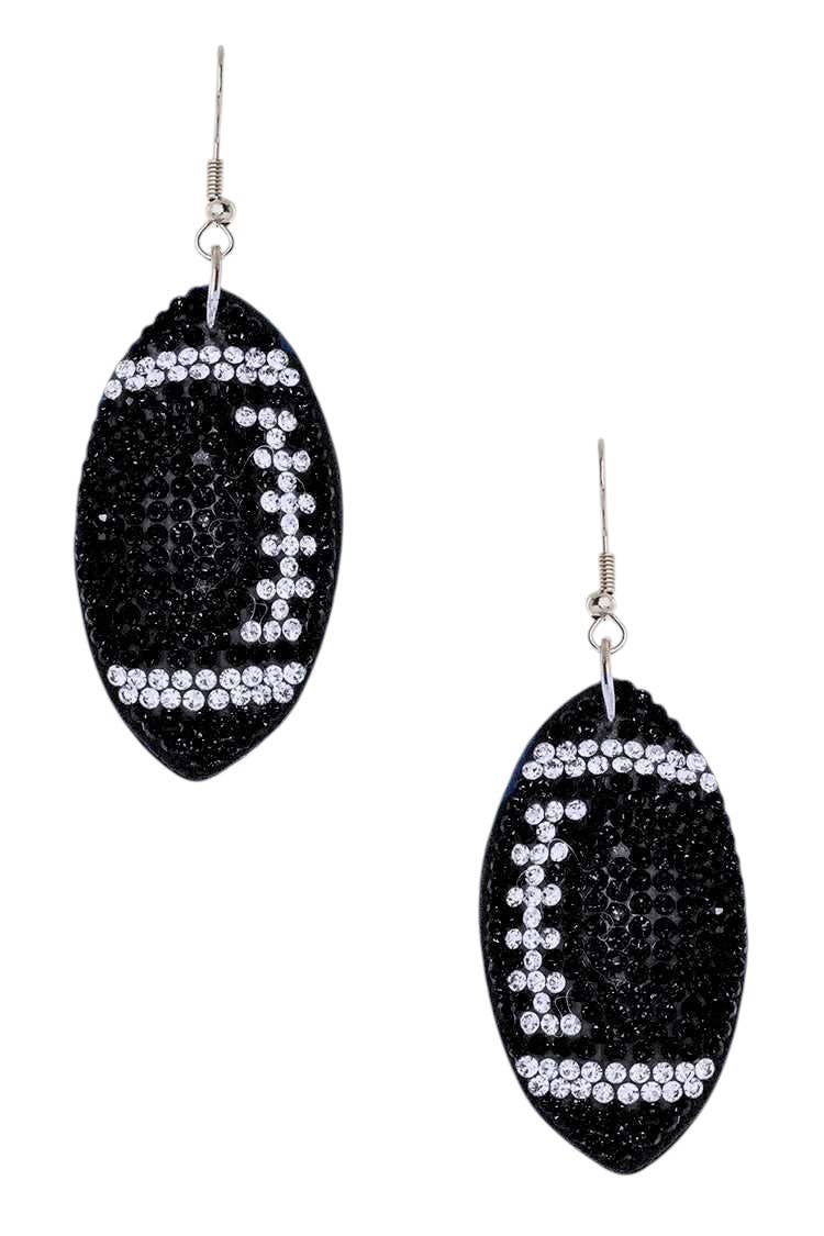 Rhinestone Football Pillow Earrings: Blue