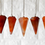 Dowsing Pendulum | Carnelian | Faceted Crystal Pendulum - Candle Queen Candles