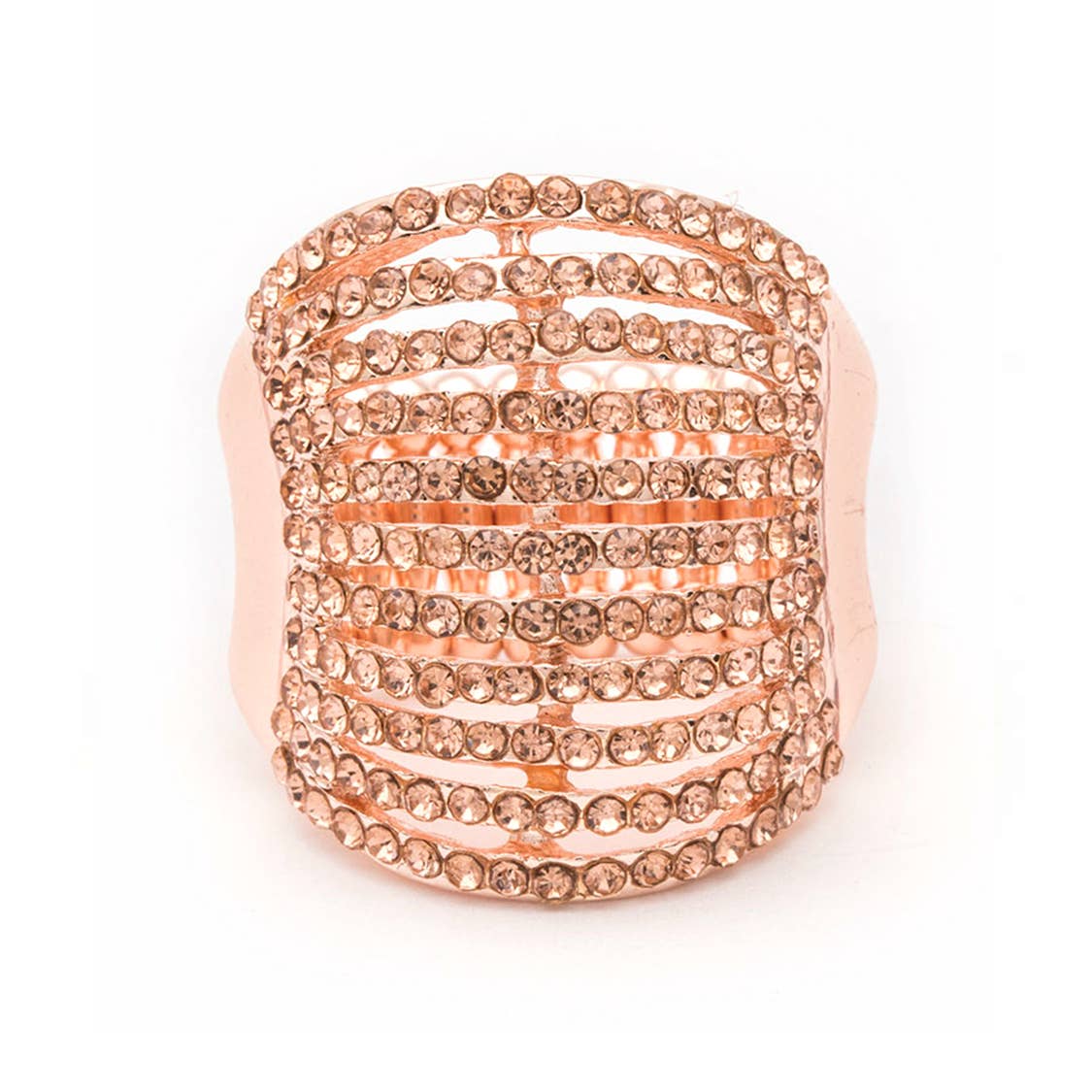 Layered Crystals Stretch Ring: Rosegold/AB