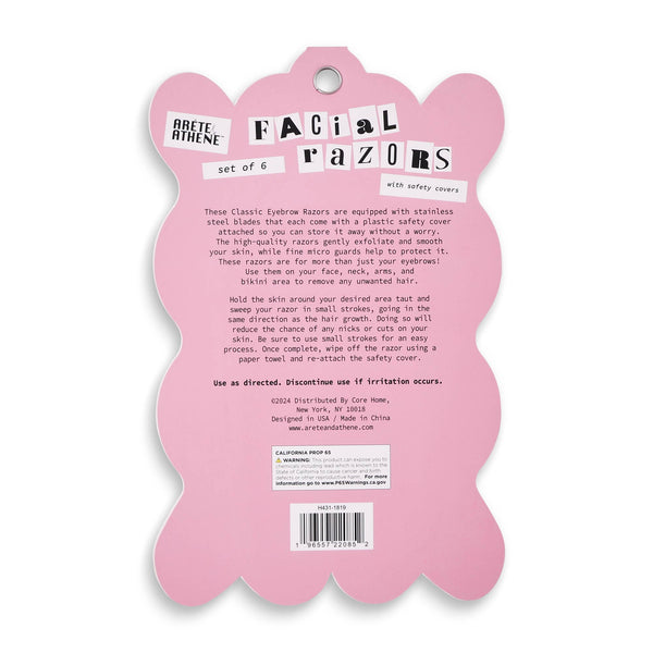 6pk Printed Facial Razors - Pink