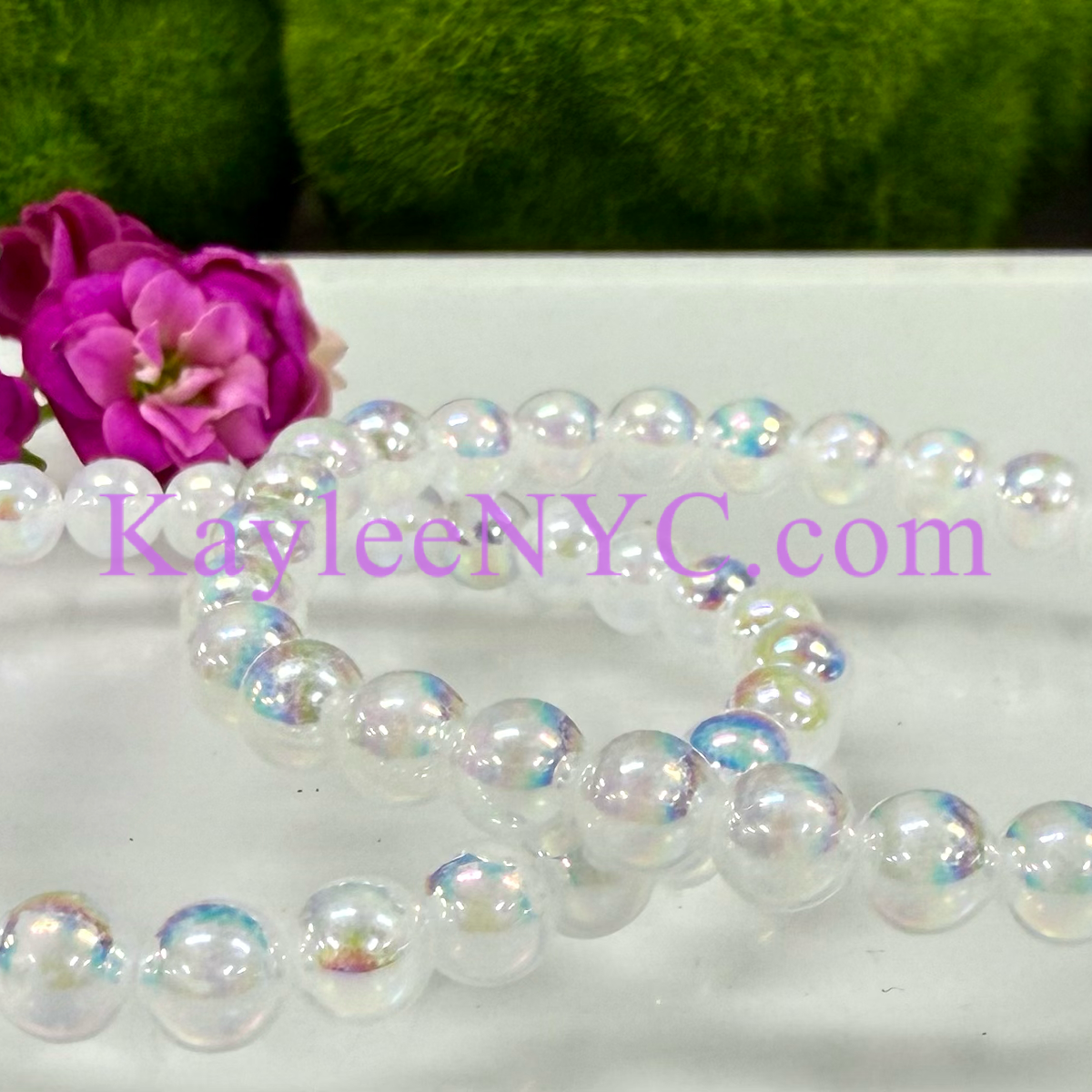 Angel Aura Selenite 6mm 7.5” Stretch Bracelet