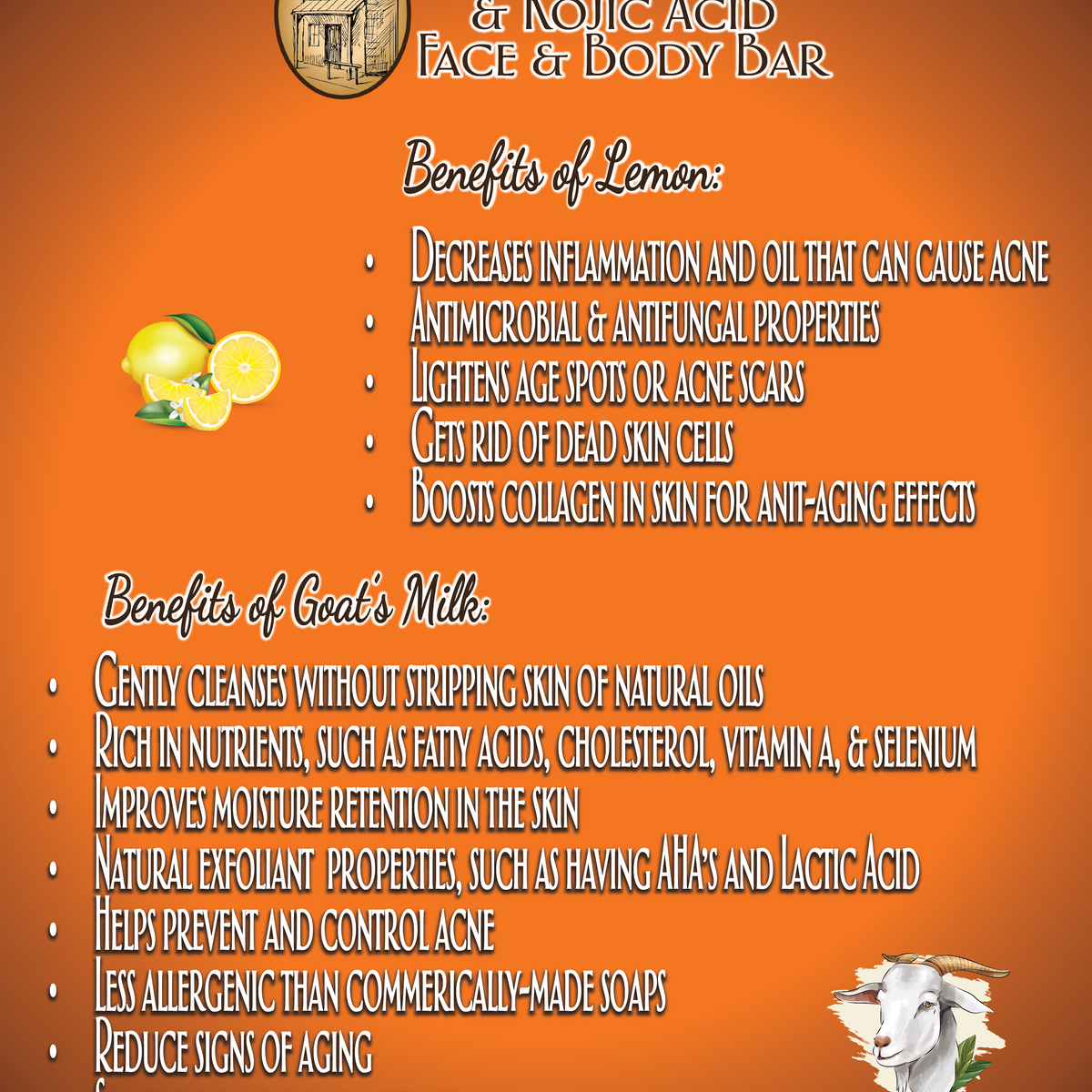 Lemon, Turmeric & Kojic Acid Face & Body Bar - Candle Queen Candles