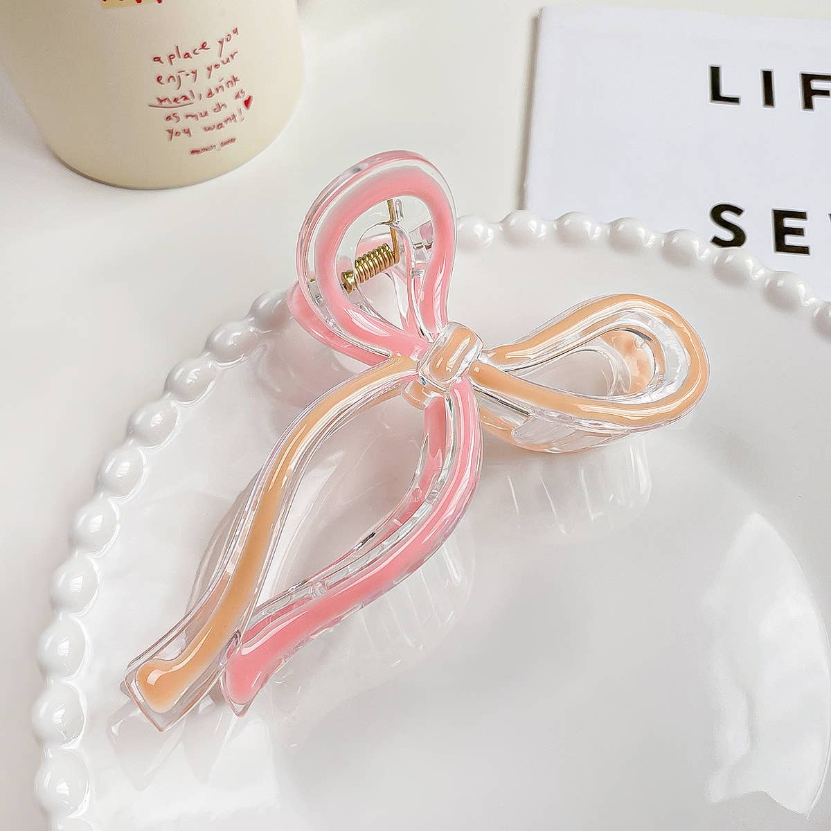 Colorful butterfly hairbow hair clip claw: Pink / Bow