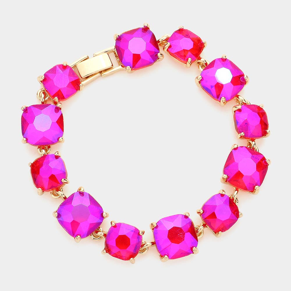 Cushion Square Stone Link Evening Bracelet: Vitrail Medium