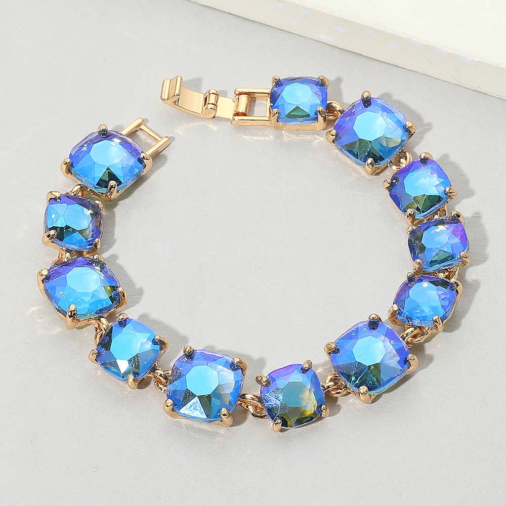 Cushion Square Stone Link Evening Bracelet: Vitrail Medium