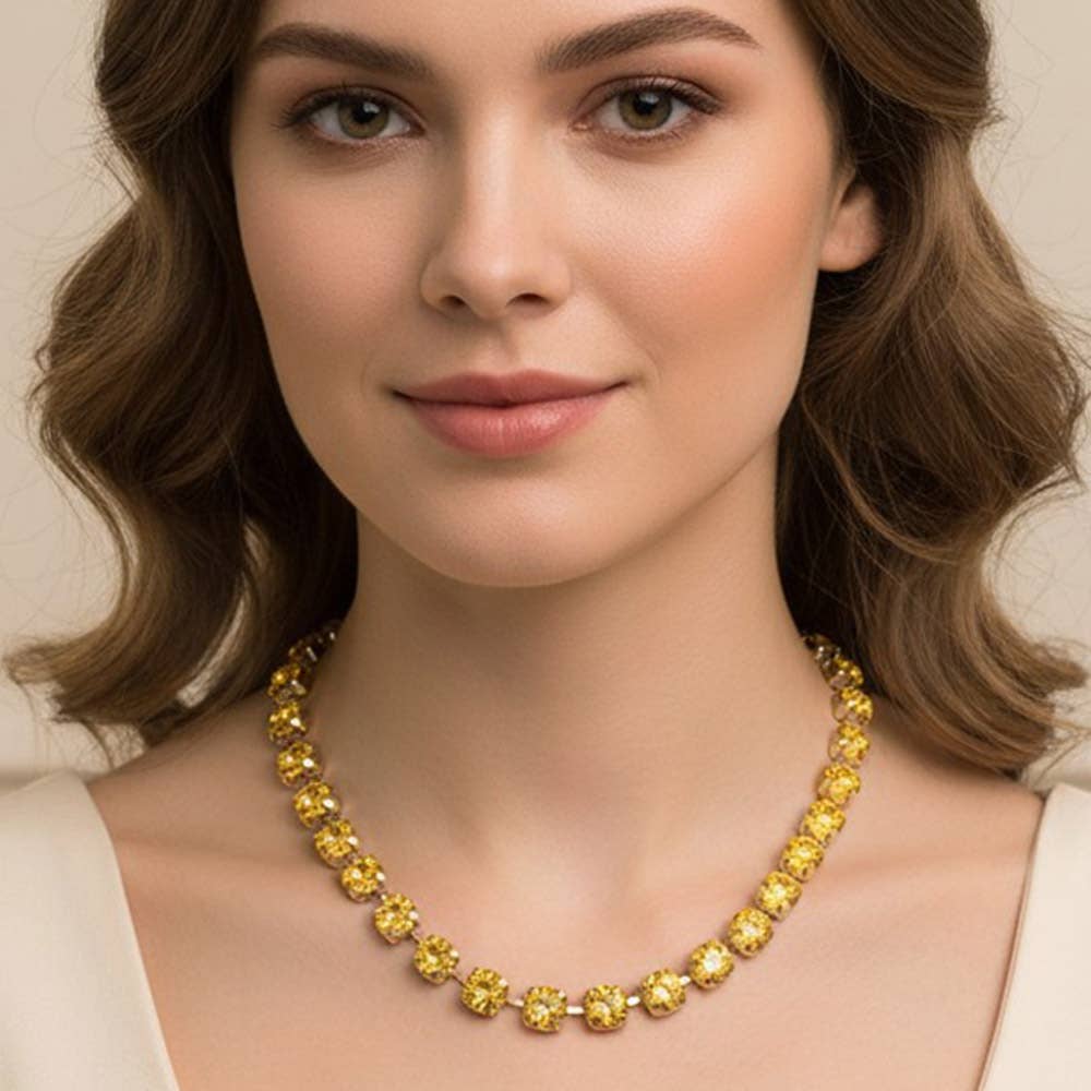 Round Stone Cluster Link Tennis Chain Necklace: Mint