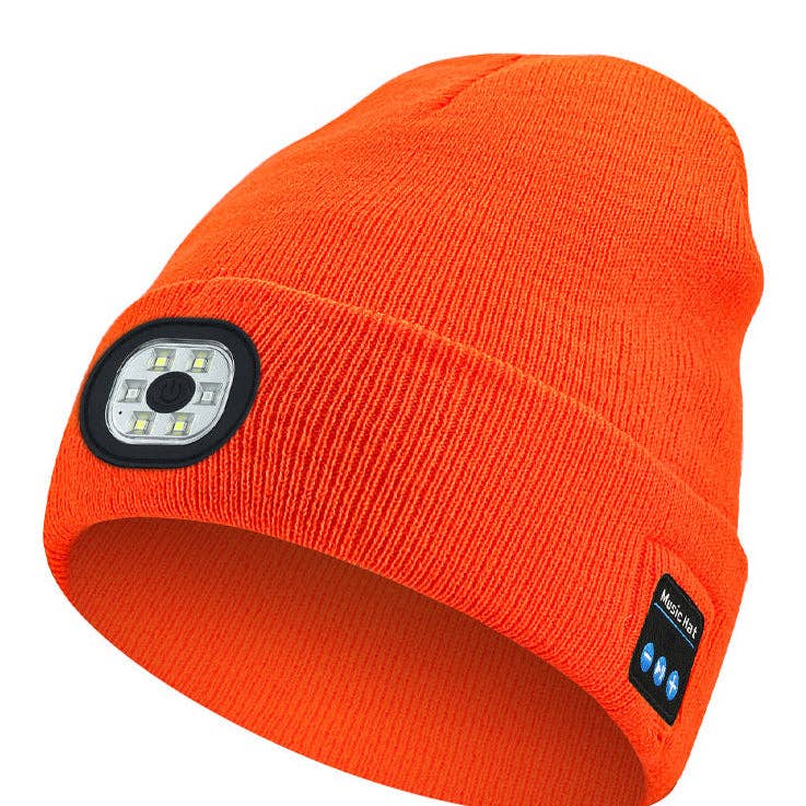 Wireless Bluetooth Beanie with LED Light Outdoor Warm Knit Hat: M1-BL10 Pink