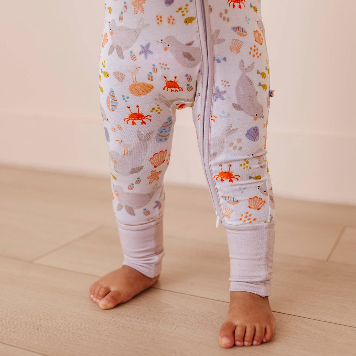 Baby Bamboo Pajamas - Bamboo Sleeper - Sammie Seaside Seal: 6-12m