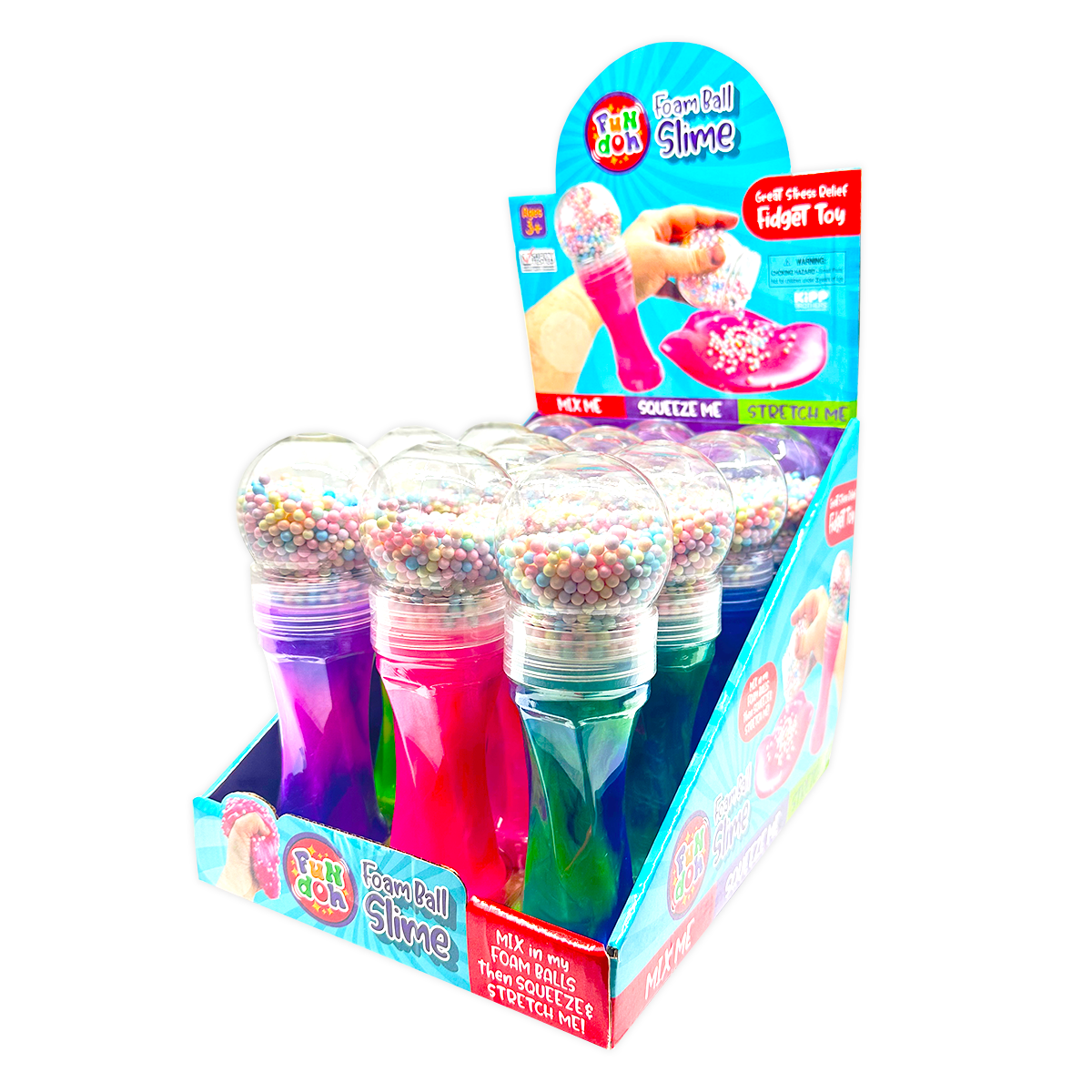 Fun Doh Foam Ball Slime - 12 Piece Display