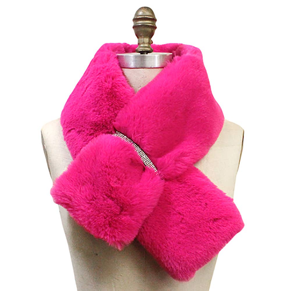 Faux Fur Bling Pull Through Scarf: Fu
