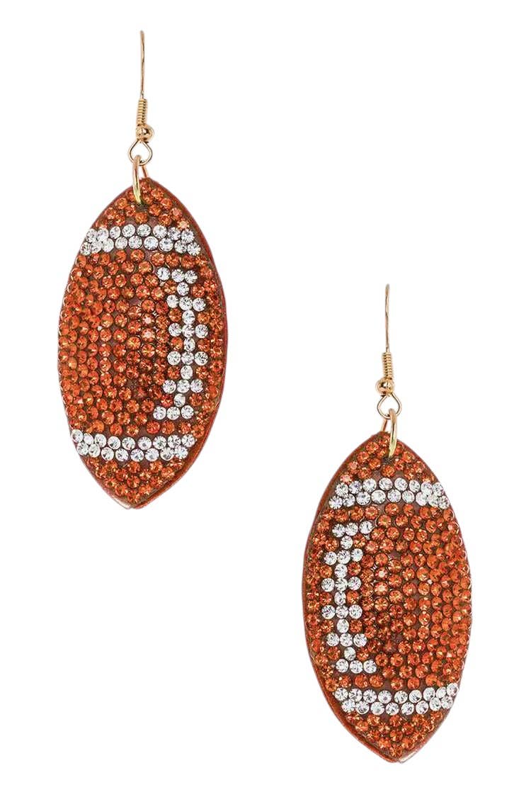 Rhinestone Football Pillow Earrings: Blue