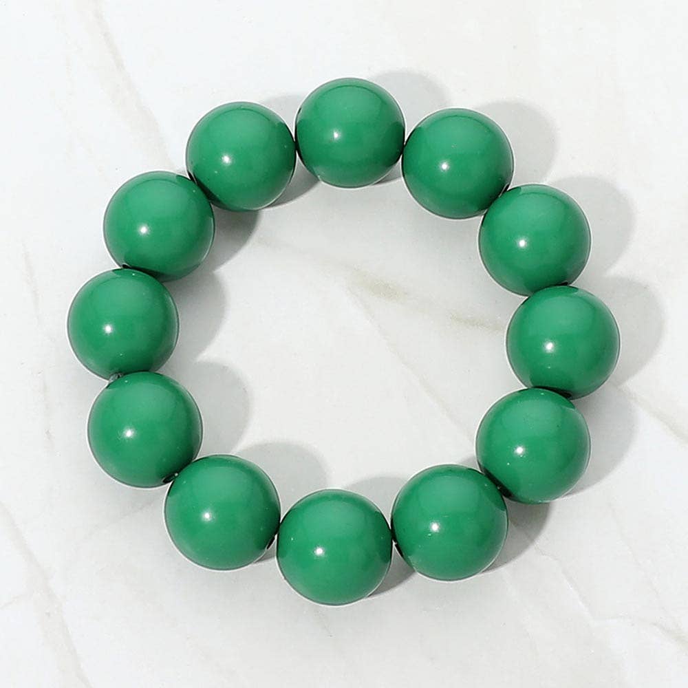 SECRET BOX_Chunky Round Beaded Stretch Bracelet: Fuchsia