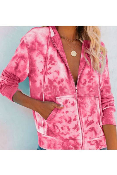 Hot style hooded zipper long-sleeved: Pink / M