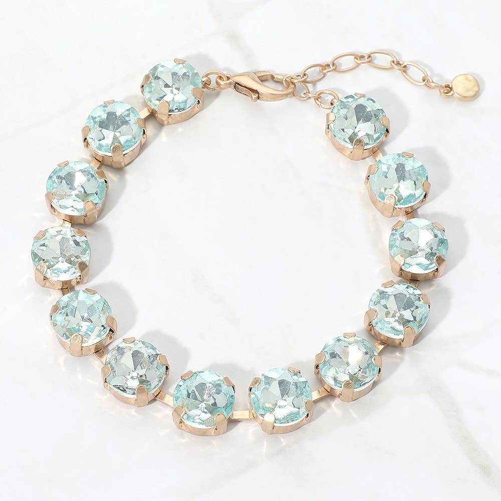 Round Stone Cluster Link Bracelet: Fuchsia
