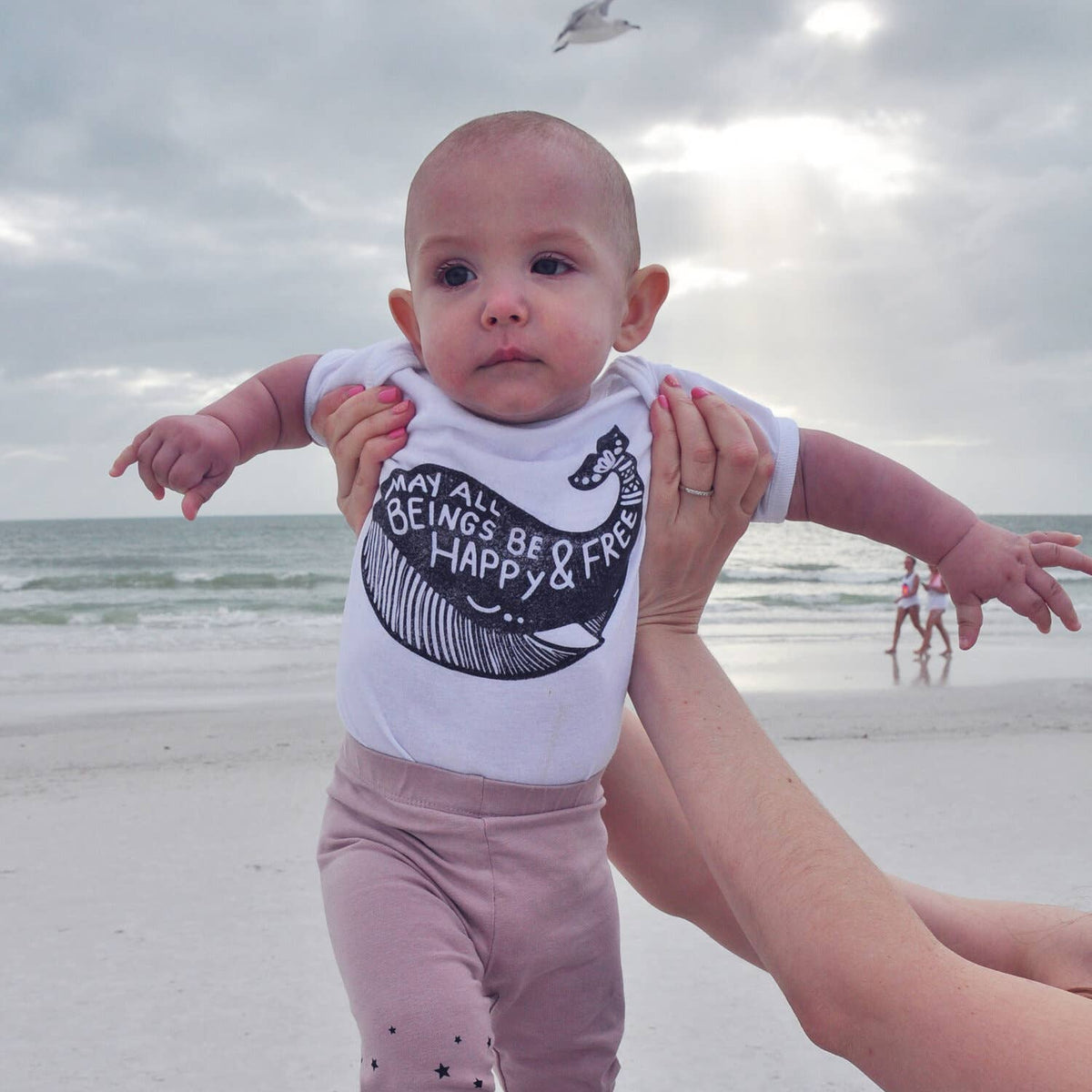 Whale Baby Onesie: Mint / 12M