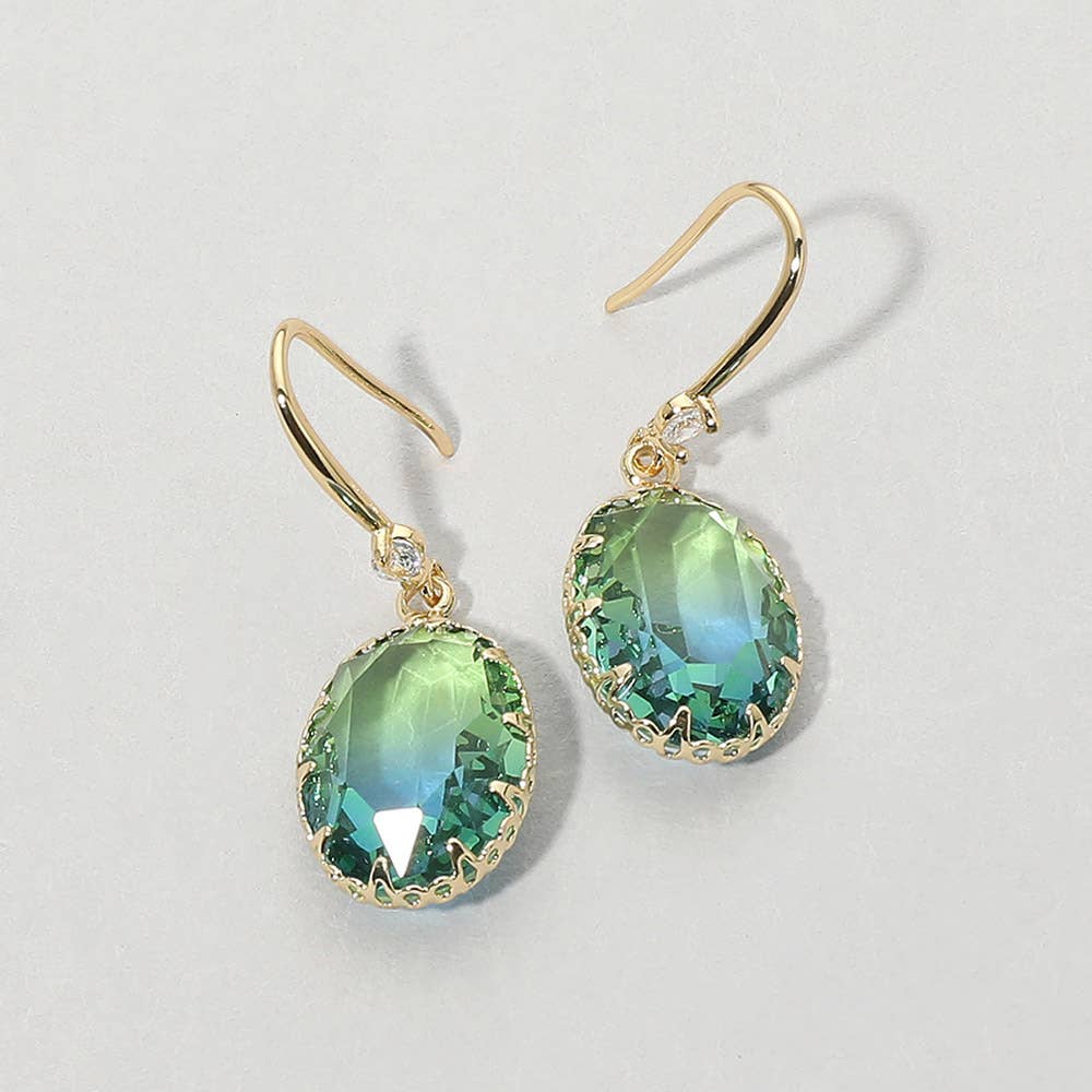 Oval Stone Drop Earrings: Light,Multi