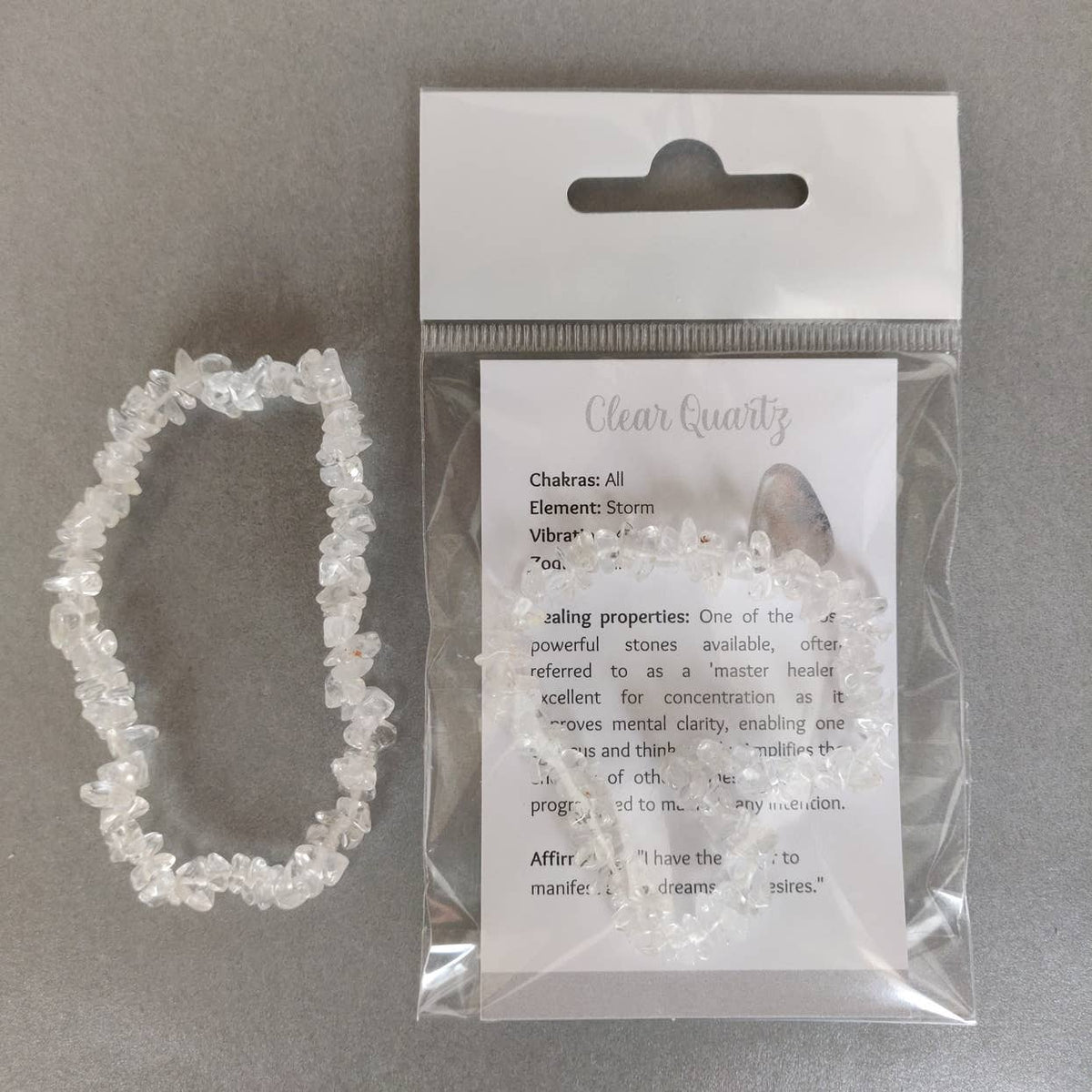 Chip Gemstone / Crystal Stretch Bracelet with FREE Info Card: Amazonite