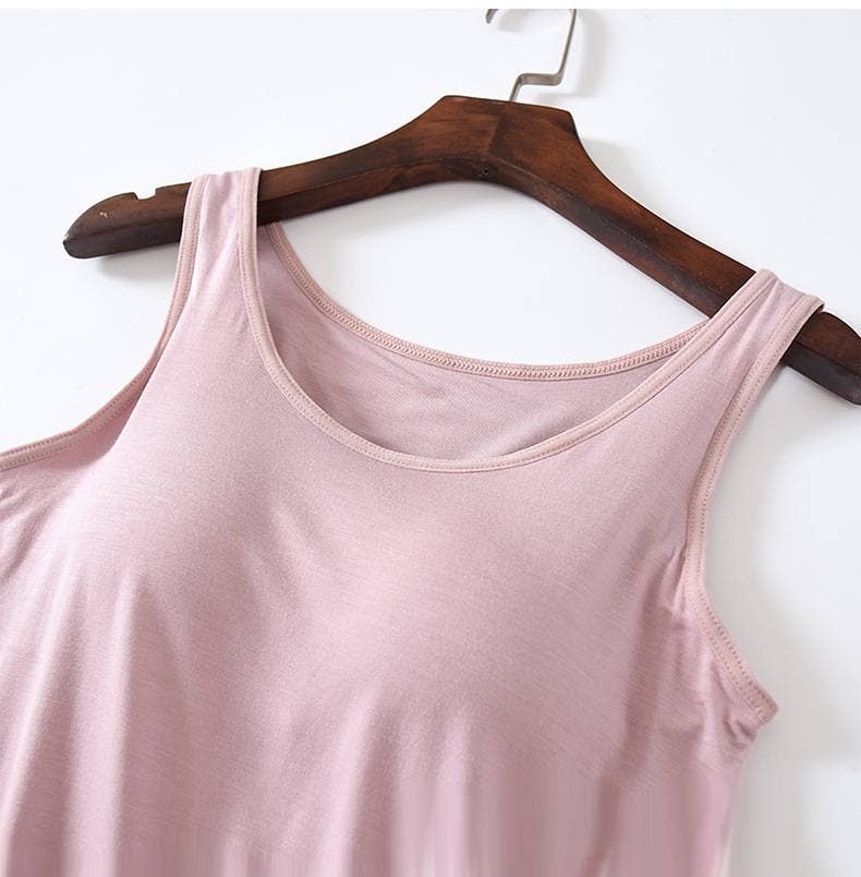 Skin-friendly soft round neck built-in bra tank top: Black / L
