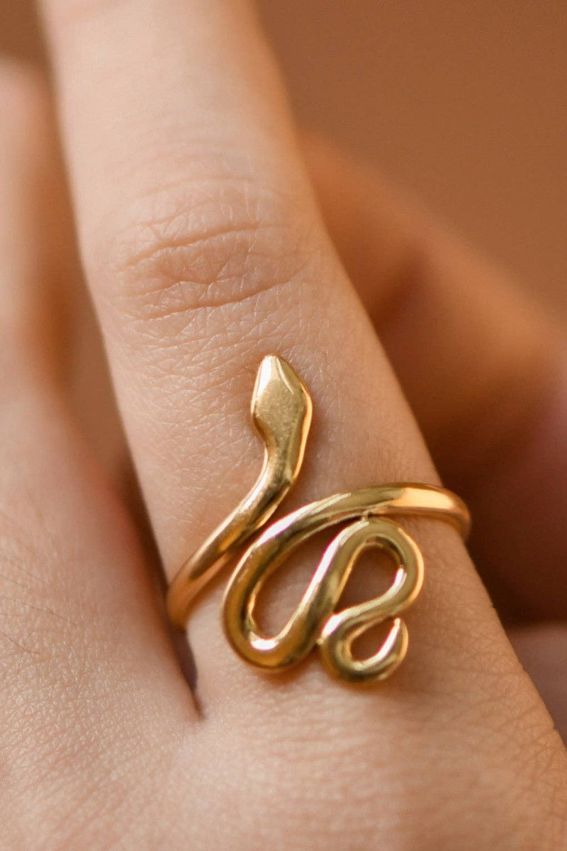 18K Gold Plated Stainless Steel Adjustable Snake Ring
