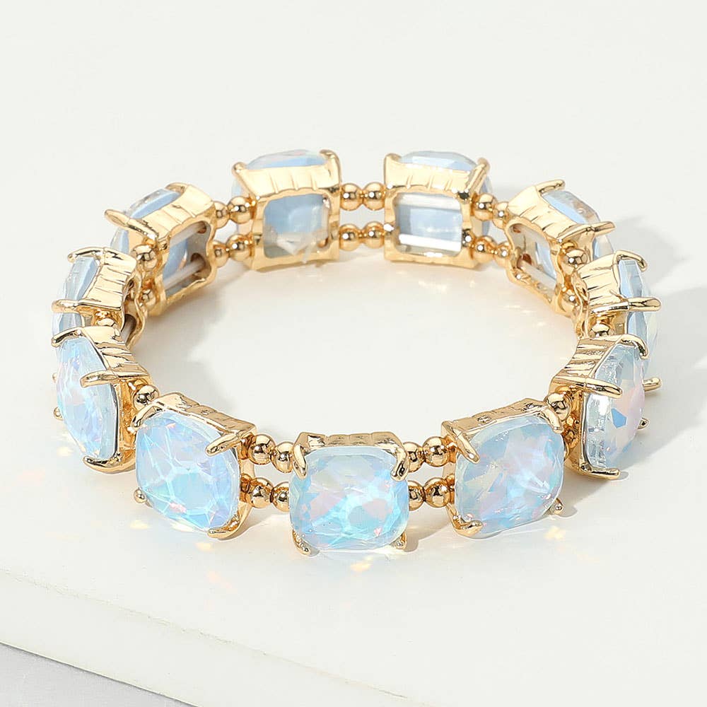 Cushion Square Stone Stretch Evening Bracelet: PPK