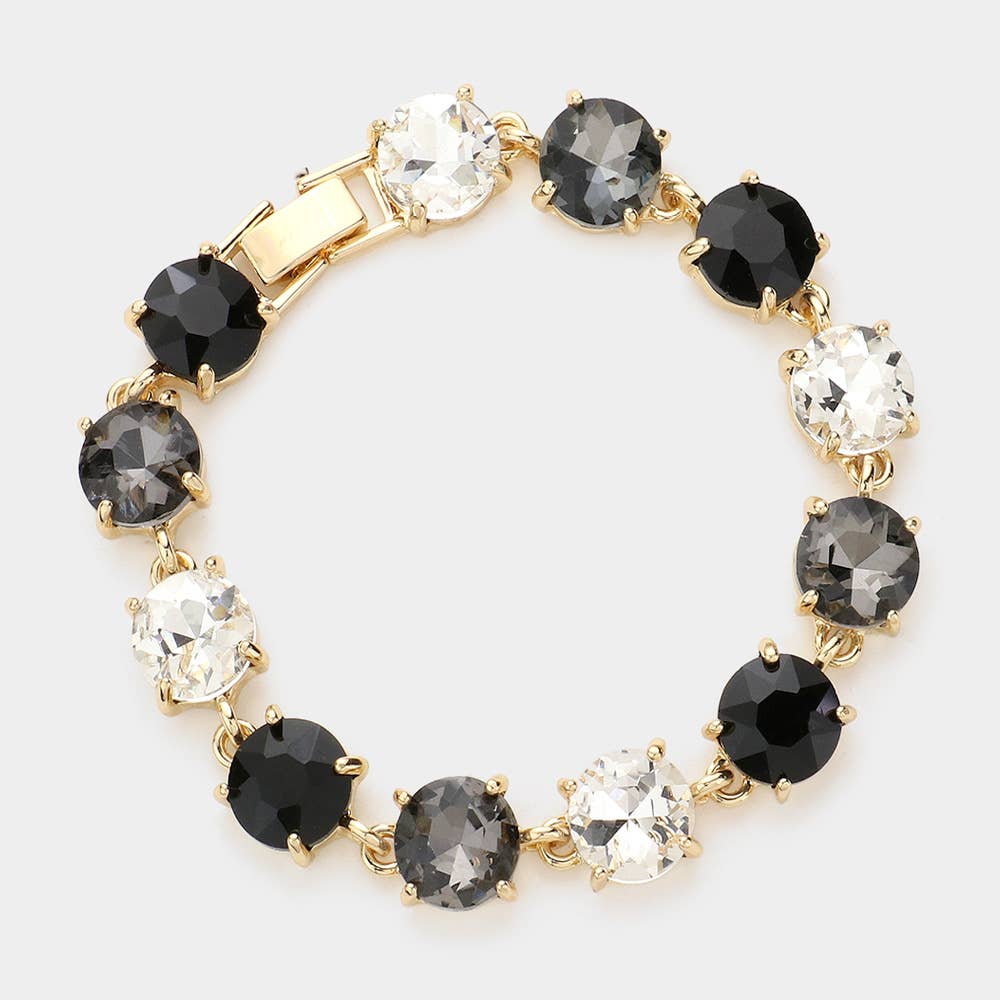 Round Stone Link Evening Bracelet: Gold