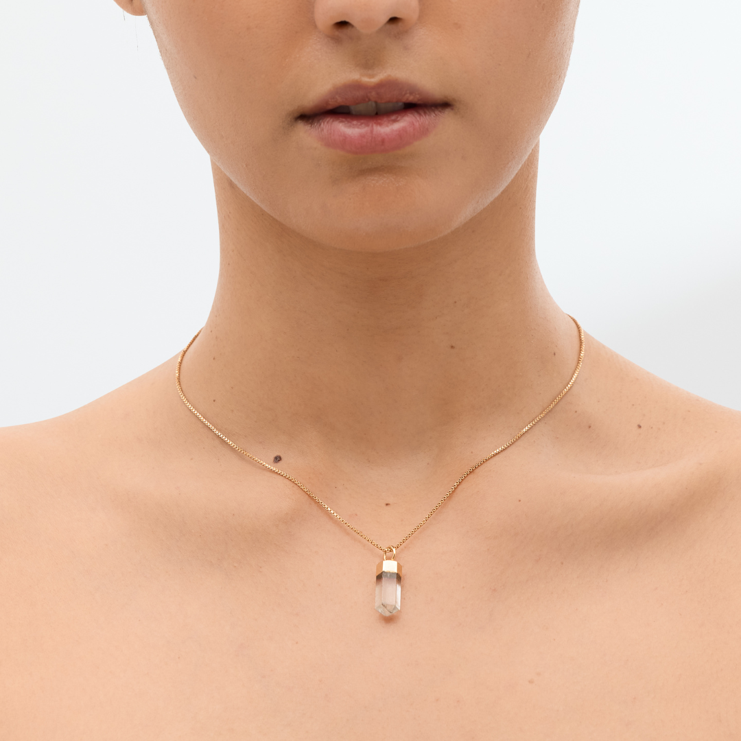 Mini Crystal Pendulum Necklace: Clear Quartz