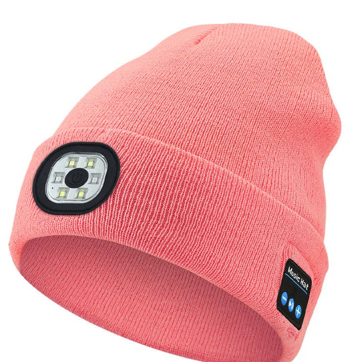 Wireless Bluetooth Beanie with LED Light Outdoor Warm Knit Hat: M1-L10 Medium Heather Gray 1-Light