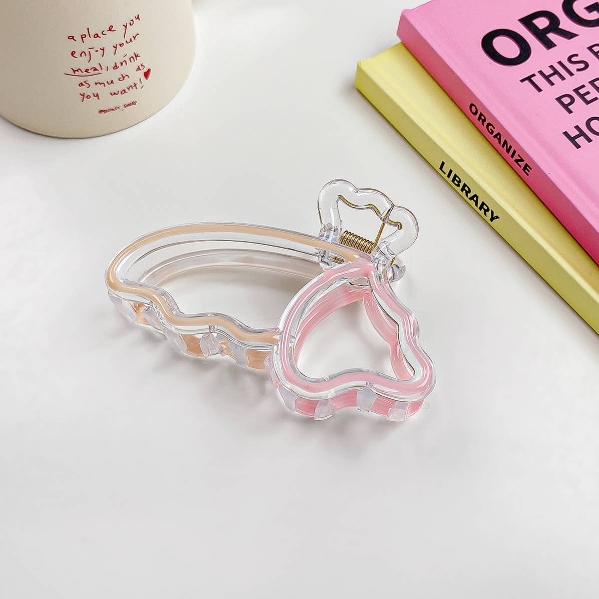Colorful butterfly hairbow hair clip claw: Pink / Bow