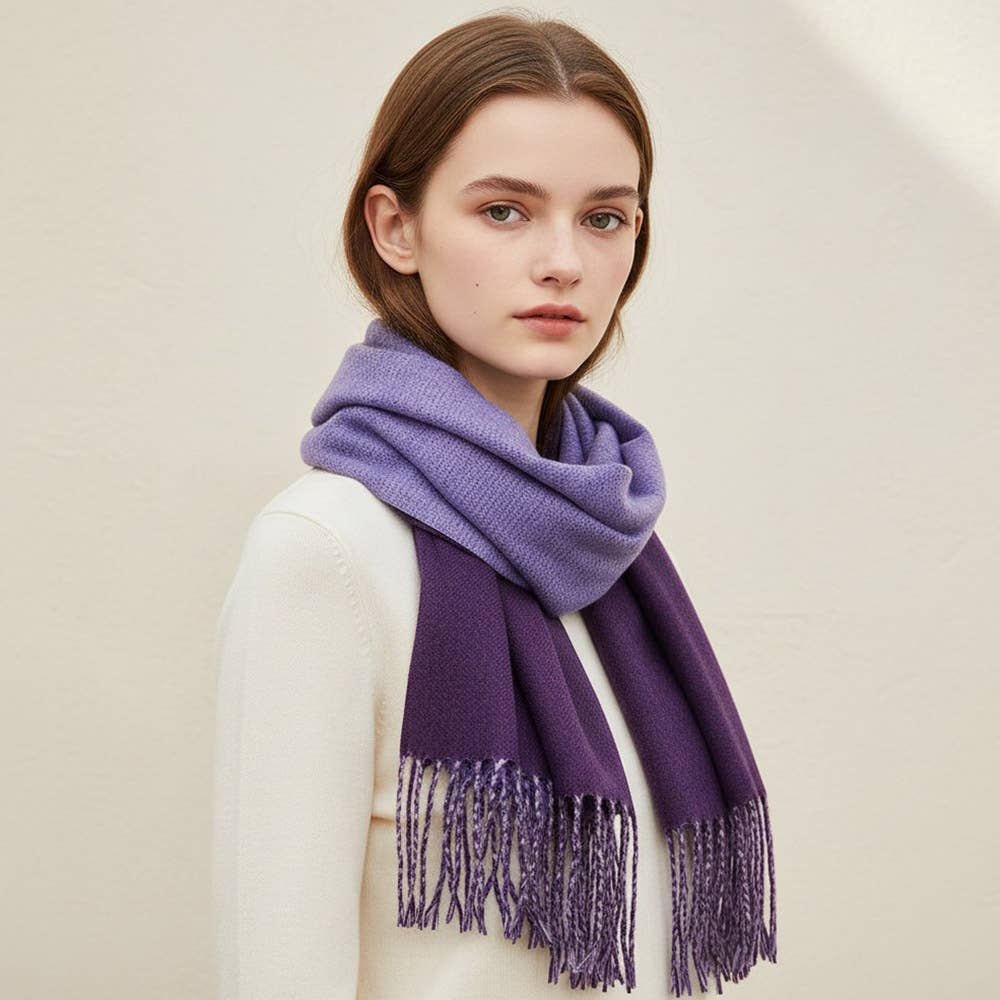 Soft Two Tone Classic Fringe Shawl Wrap Scarf: Beige,Dust Pink