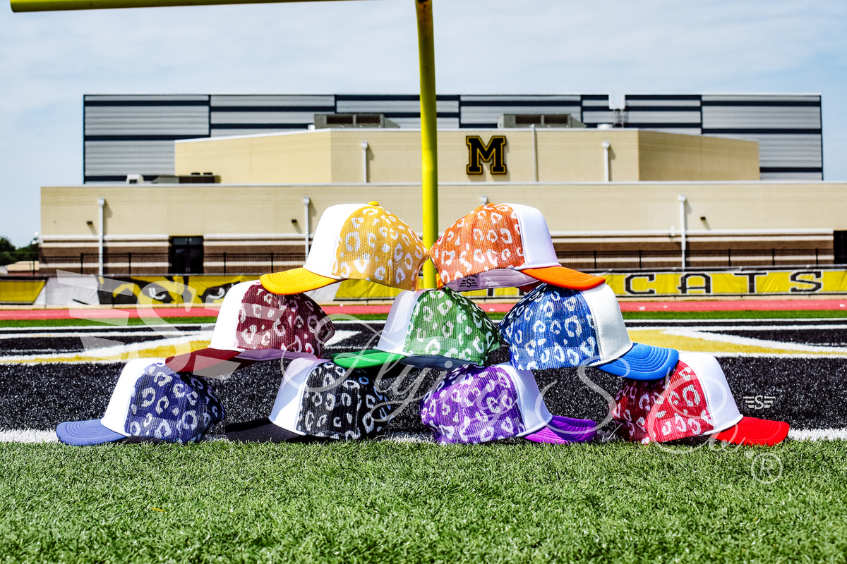 White Front Leopard Magna Pony™ Mesh Foam Trucker Hat: Orange