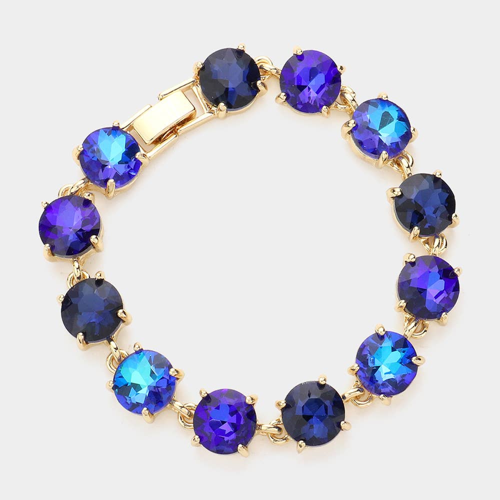 Round Stone Link Evening Bracelet: Gold