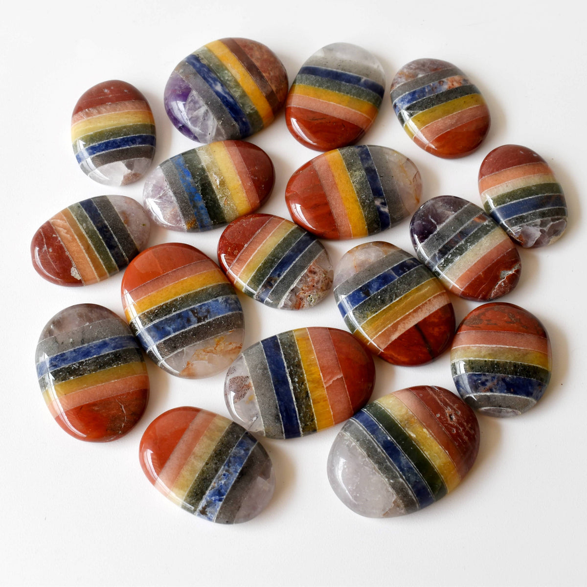 Bonded Chakra Worry Stones, Pocket Crystal, Thumb Stones