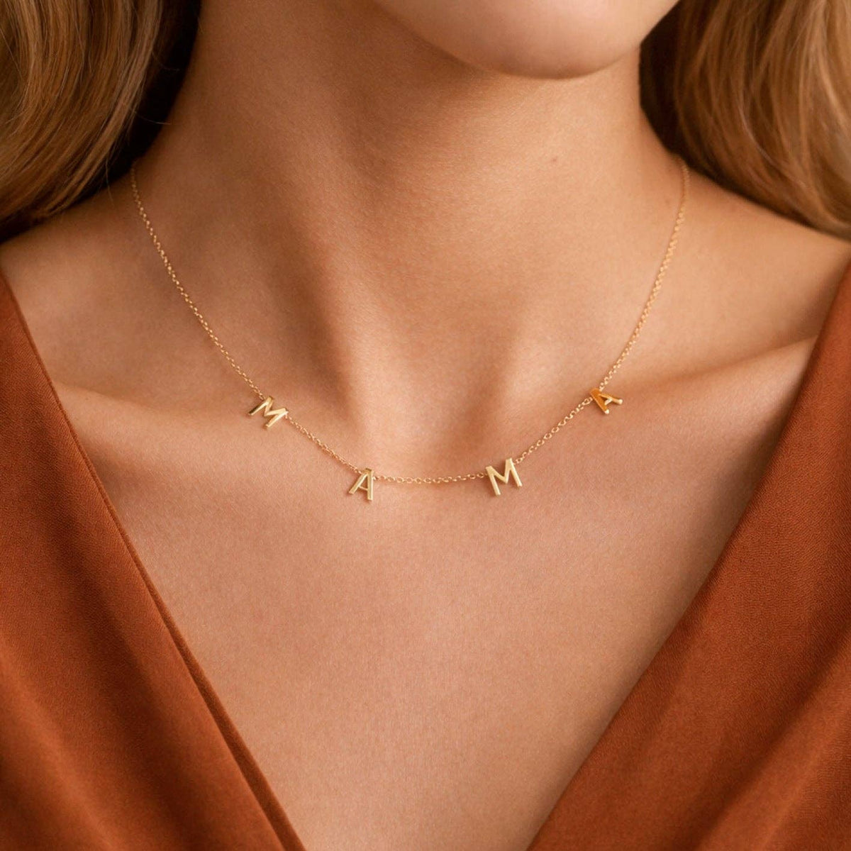 18K Gold Plated Stainless Steel Mama Necklace